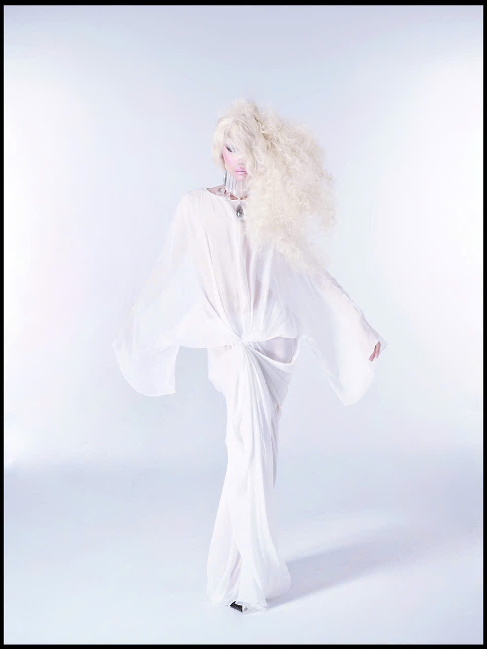 OFF-WHITE PERLE DE L’ORIENT SILK CHIFFON GOWN