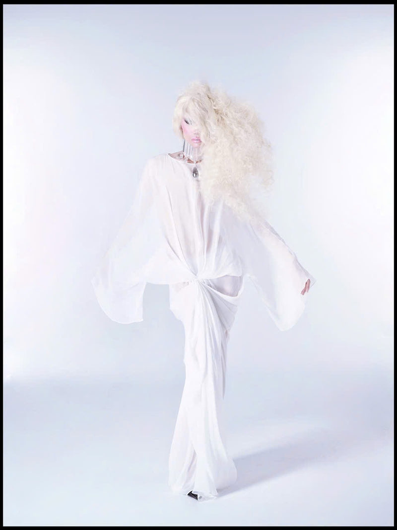 OFF-WHITE PERLE DE L’ORIENT SILK CHIFFON GOWN
