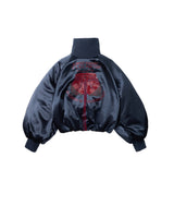 SATIN NAVY ALL FOR FUN BOMBER JACKET