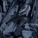 SATIN NAVY ALL FOR FUN BOMBER JACKET