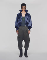 SATIN NAVY ALL FOR FUN BOMBER JACKET