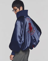SATIN NAVY ALL FOR FUN BOMBER JACKET