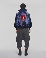 SATIN NAVY ALL FOR FUN BOMBER JACKET