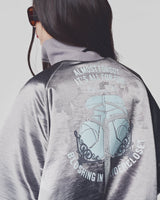SATIN SILVER ALL FOR FUN BOMBER JACKET