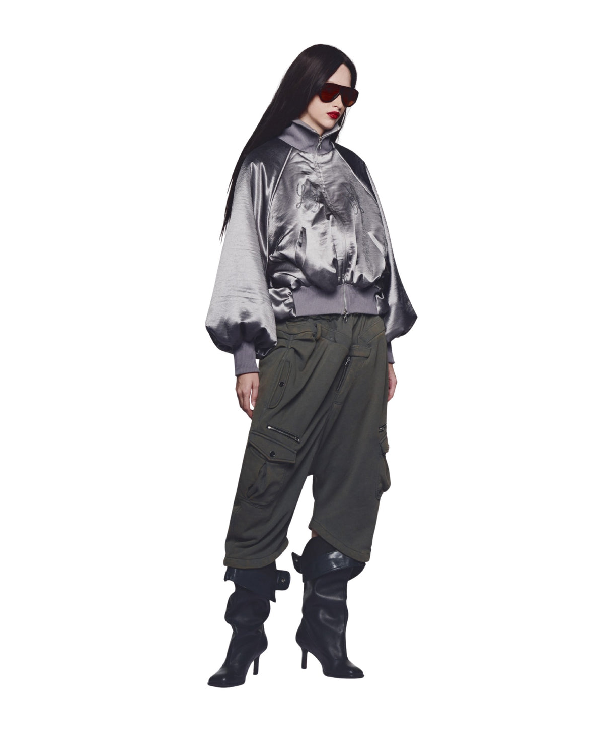 SATIN SILVER ALL FOR FUN BOMBER JACKET