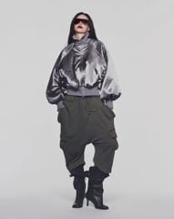 SATIN SILVER ALL FOR FUN BOMBER JACKET