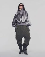 SATIN SILVER ALL FOR FUN BOMBER JACKET
