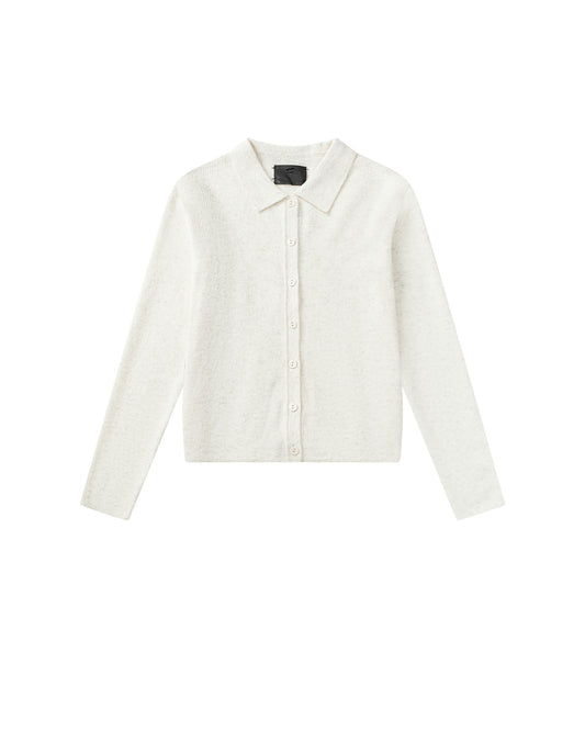 WHITE CONTOUR KNIT FIT SHIRT