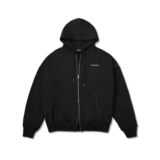 METAL ZIPPED HOODIE/ BLACK