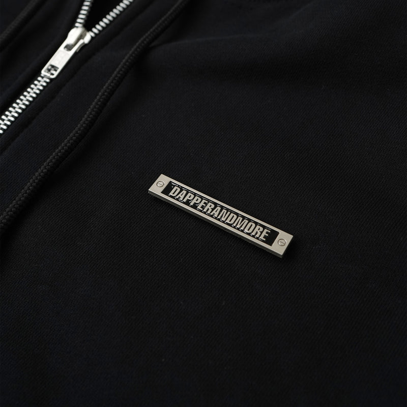 METAL ZIPPED HOODIE/ BLACK