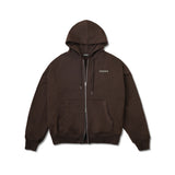 METAL ZIPPED HOODIE/ BROWN