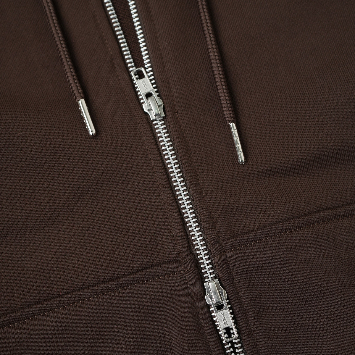 METAL ZIPPED HOODIE/ BROWN