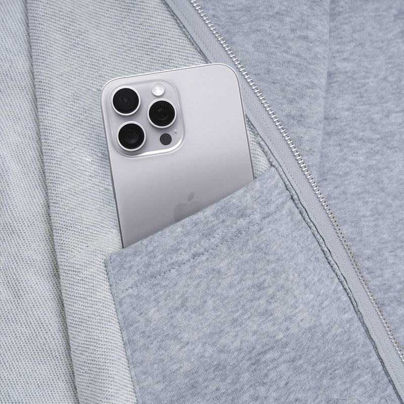 METAL ZIPPED HOODIE/ HEATHER GRAY