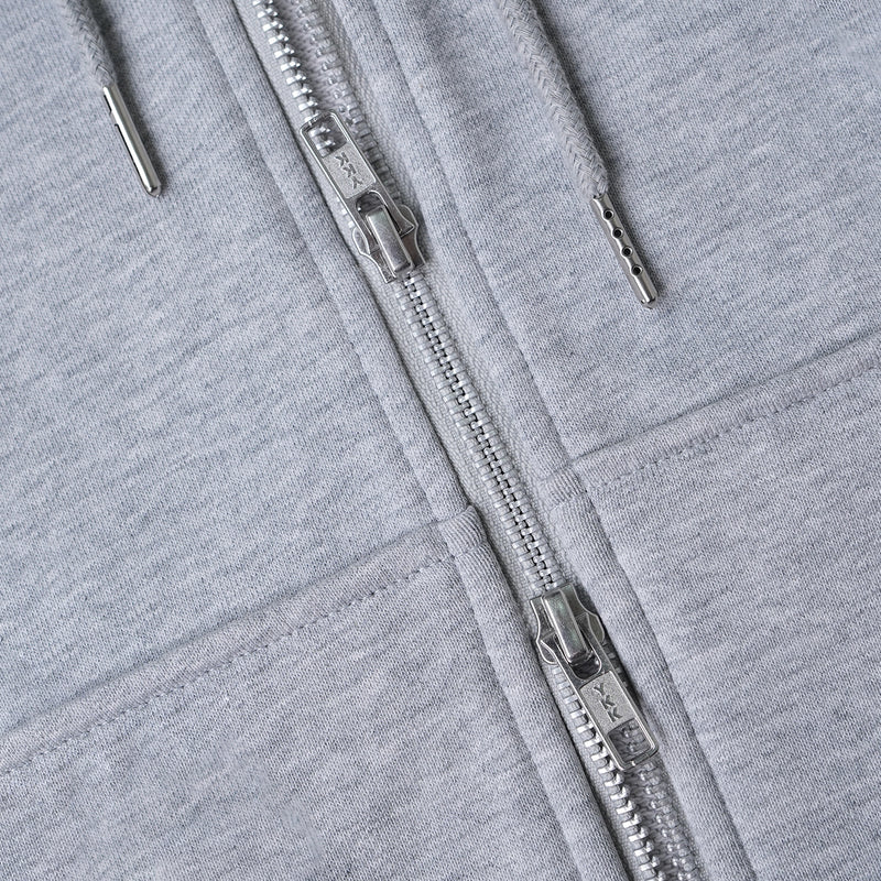METAL ZIPPED HOODIE/ HEATHER GRAY