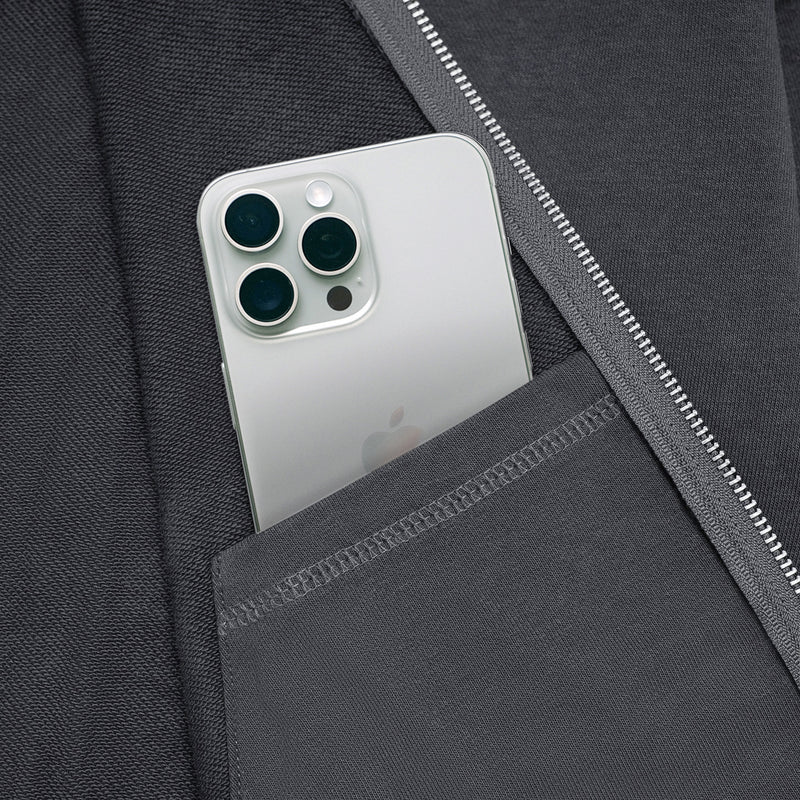 METAL ZIPPED HOODIE/ GREY
