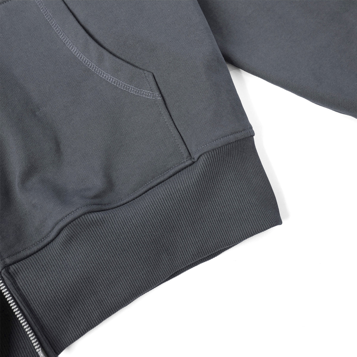 METAL ZIPPED HOODIE/ GREY