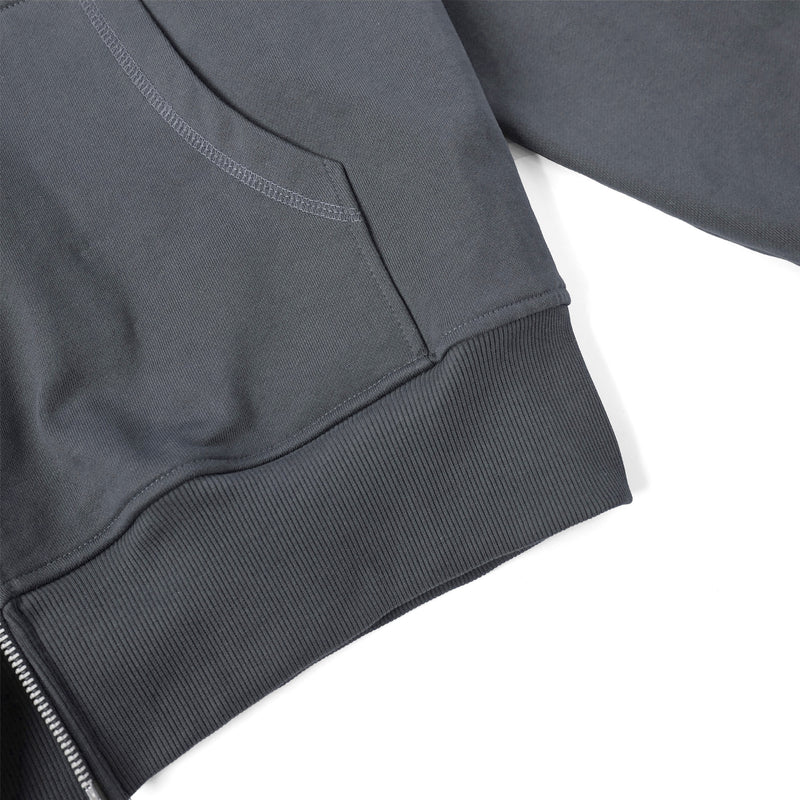METAL ZIPPED HOODIE/ GREY