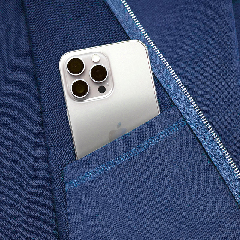METAL ZIPPED HOODIE/ BLUE