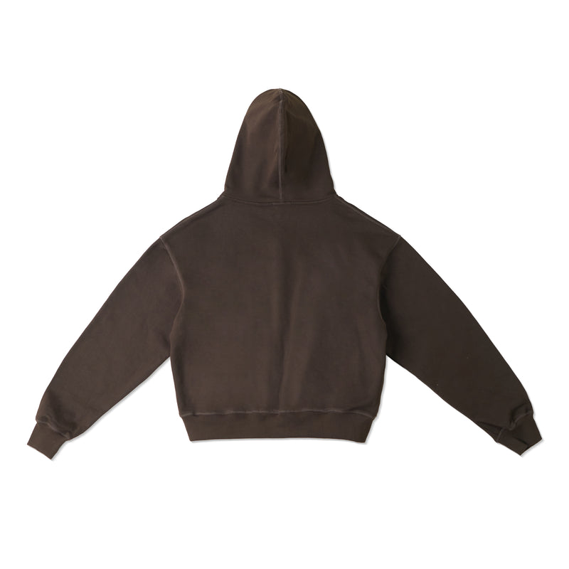 BOXY UNIFORM ZIPPED HOODIE/ BROWN