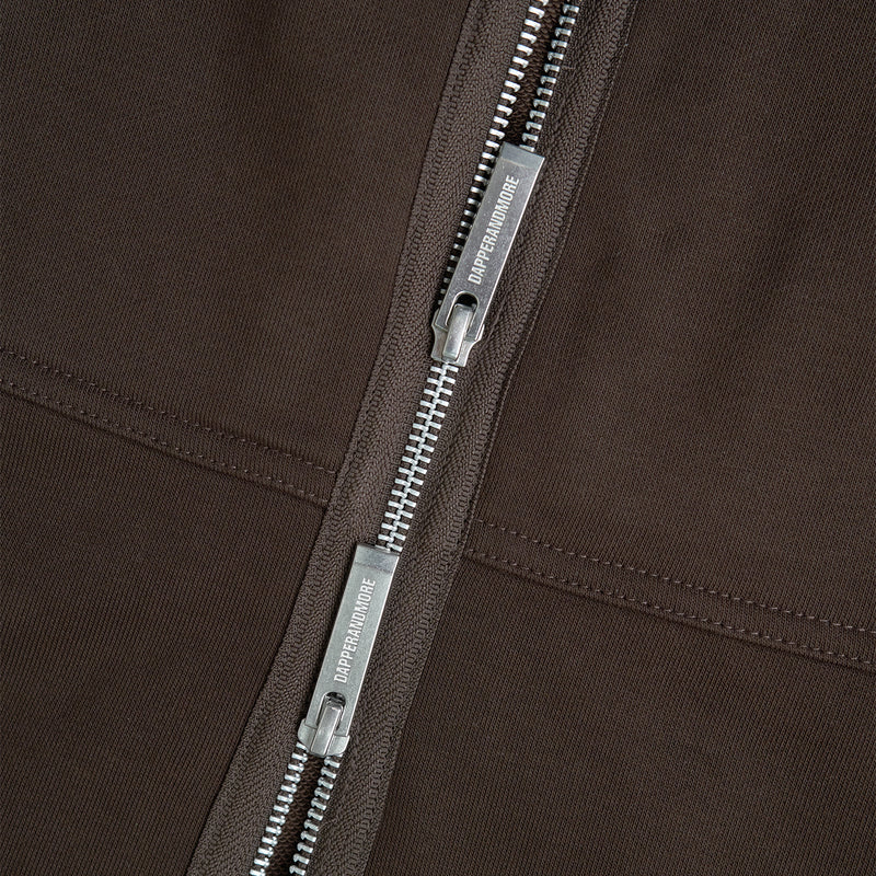 BOXY UNIFORM ZIPPED HOODIE/ BROWN