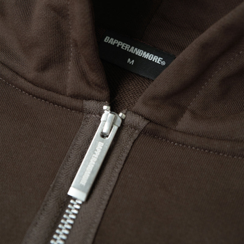 BOXY UNIFORM ZIPPED HOODIE/ BROWN