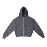 BOXY UNIFORM ZIPPED HOODIE/ GREY