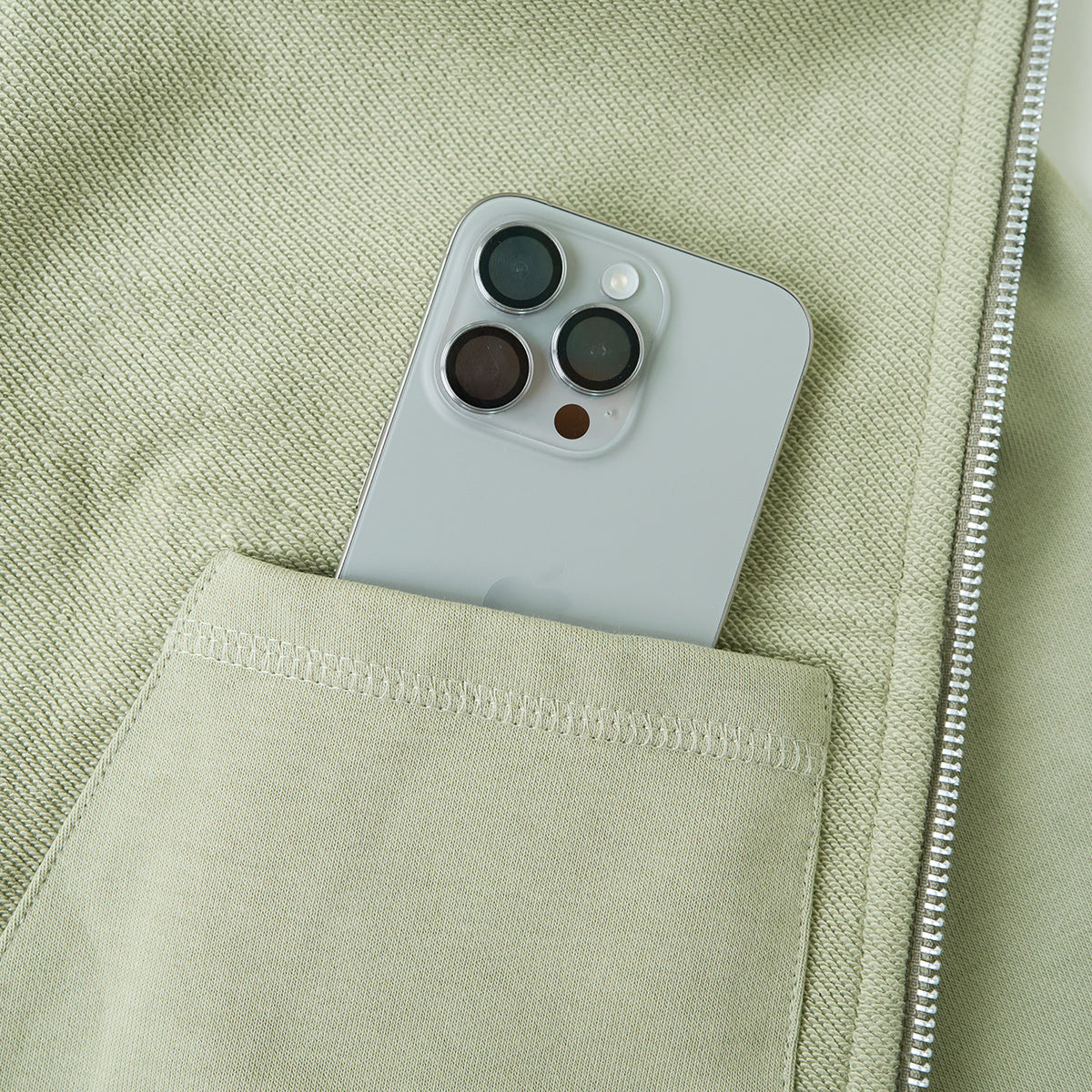 BOXY UNIFORM ZIPPED HOODIE/ LIGHT GREEN