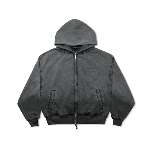 GARMENT-DYED HOODIE/ DARK GREY