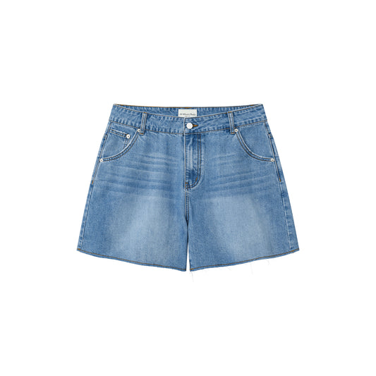 OWST LOOSE DENIM SHORTS - MID-WASH BLUE