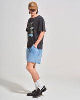OWST LOOSE DENIM SHORTS - MID-WASH BLUE