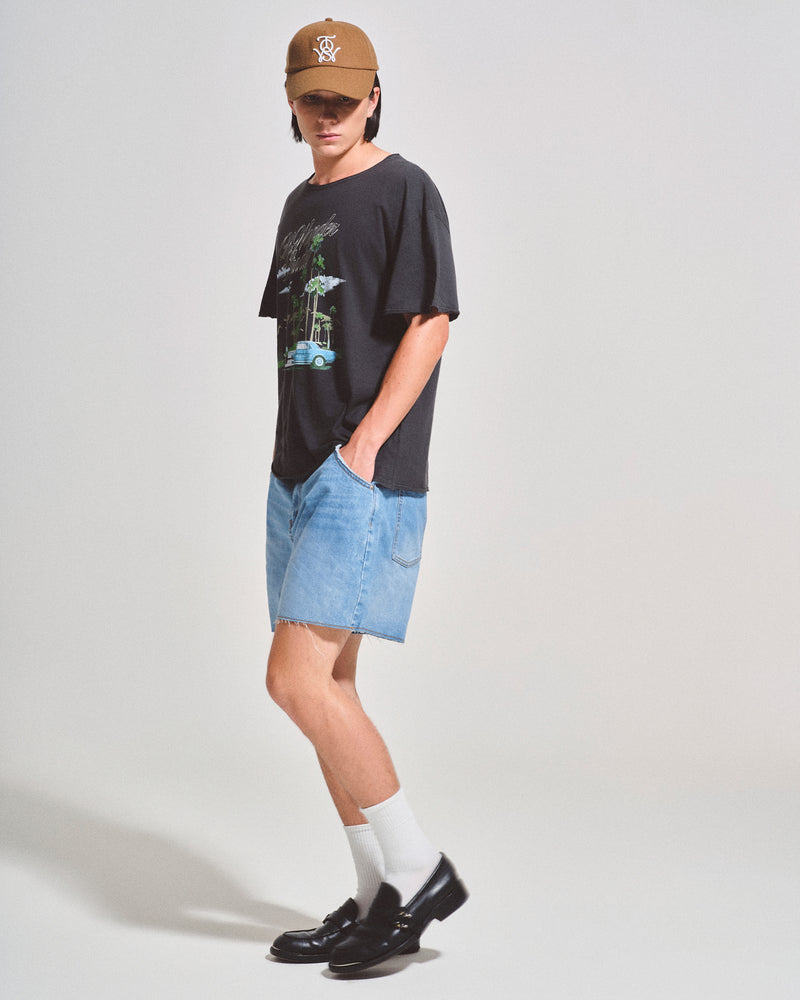 OWST LOOSE DENIM SHORTS - MID-WASH BLUE