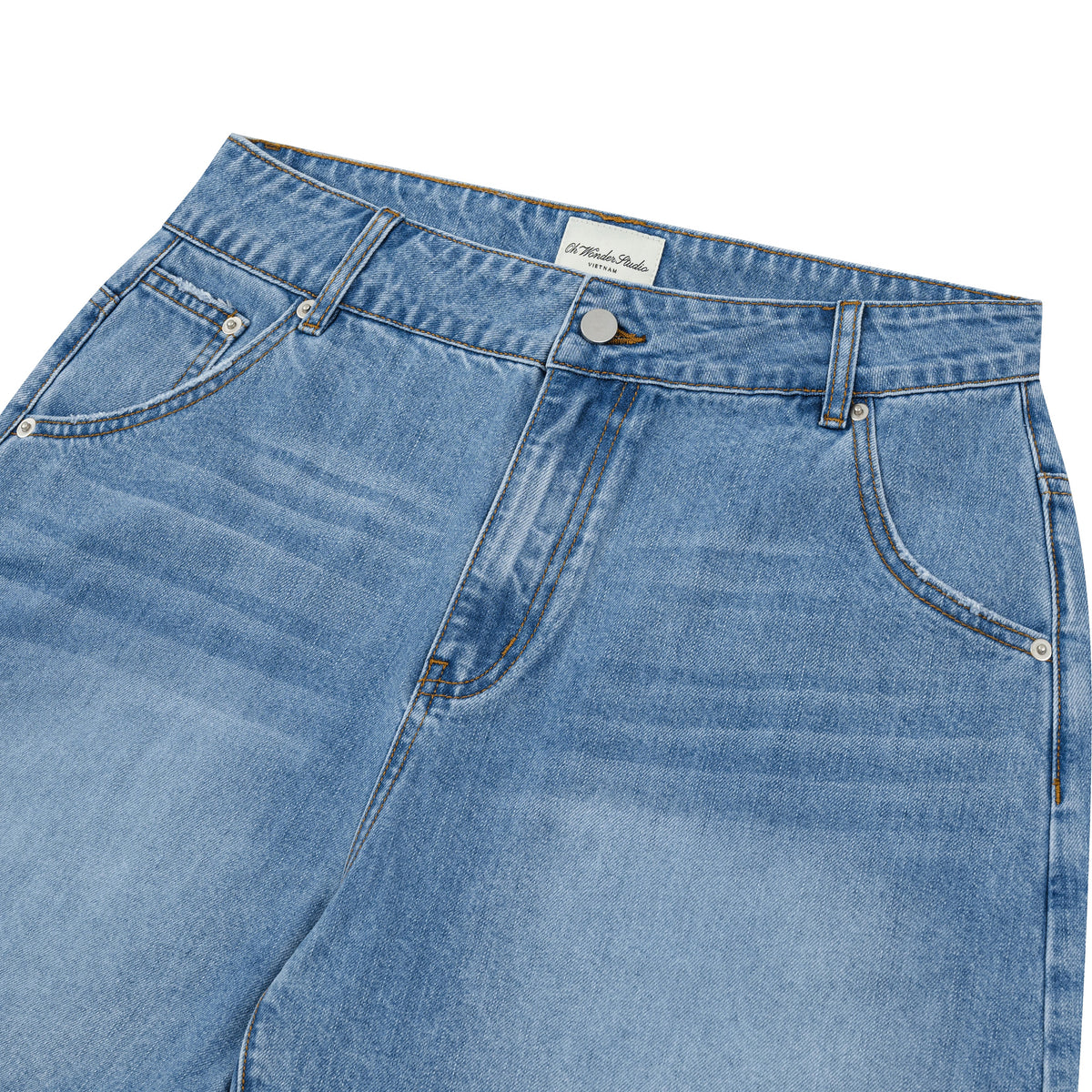 OWST LOOSE DENIM SHORTS - MID-WASH BLUE