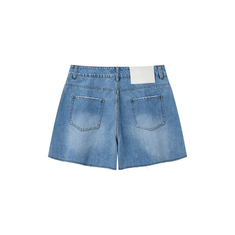 OWST LOOSE DENIM SHORTS - MID-WASH BLUE