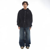 METAL ZIPPED HOODIE/ BLACK