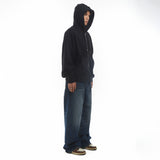 METAL ZIPPED HOODIE/ BLACK