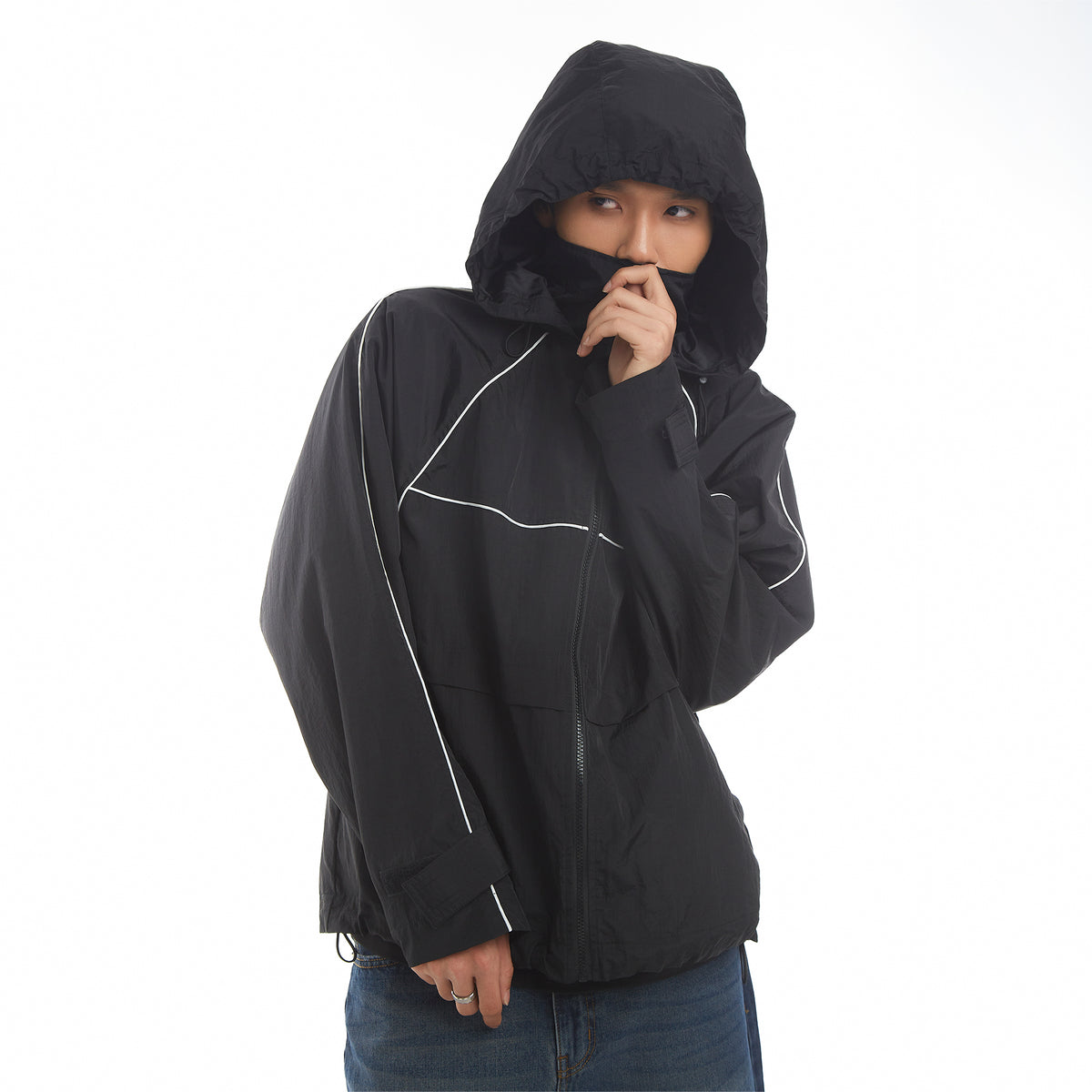 BASIC LINE WINDBREAKER JACKET/ BLACK