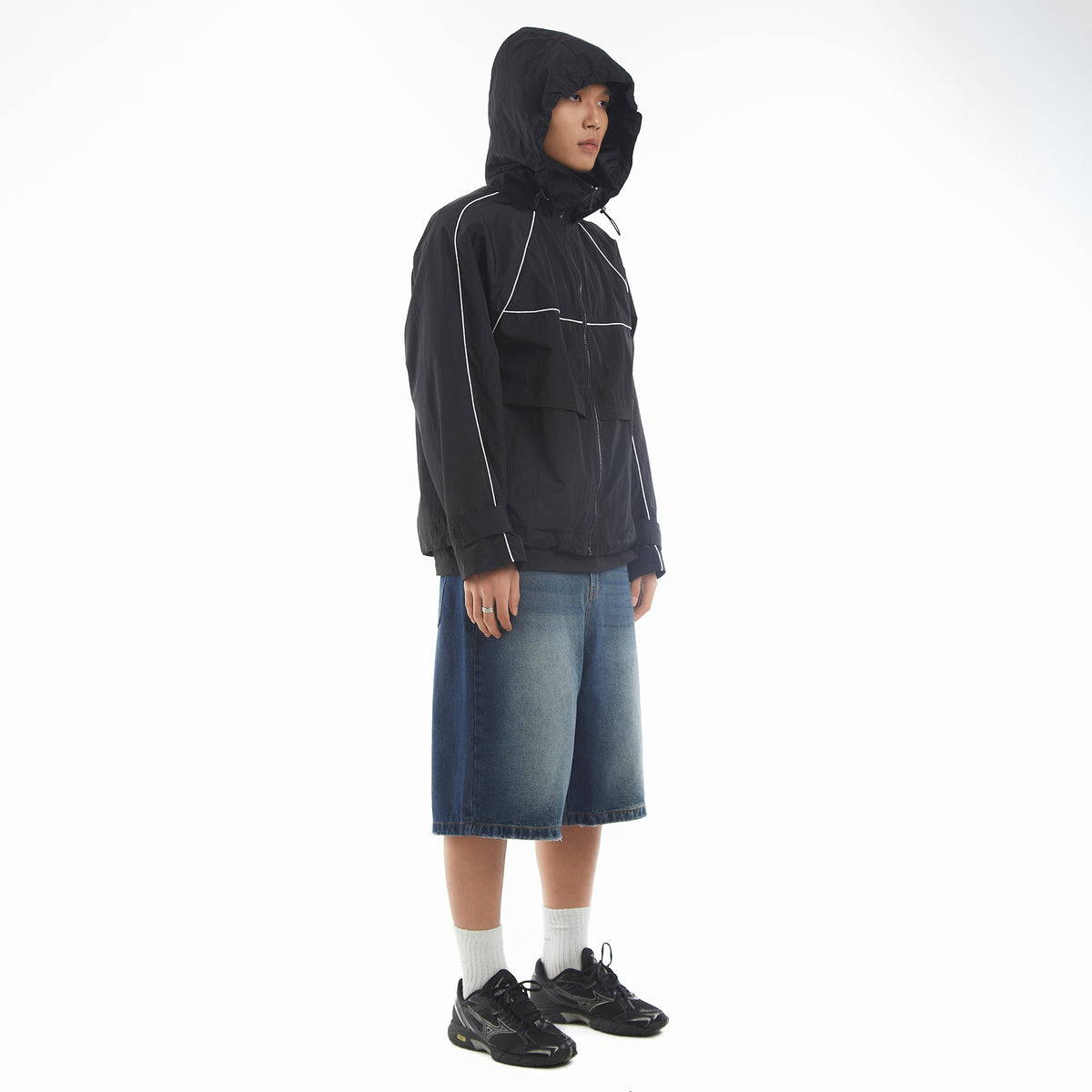 BASIC LINE WINDBREAKER JACKET/ BLACK