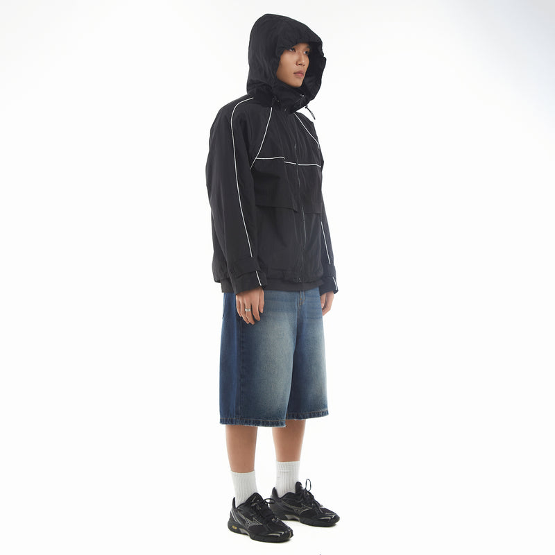 BASIC LINE WINDBREAKER JACKET/ BLACK