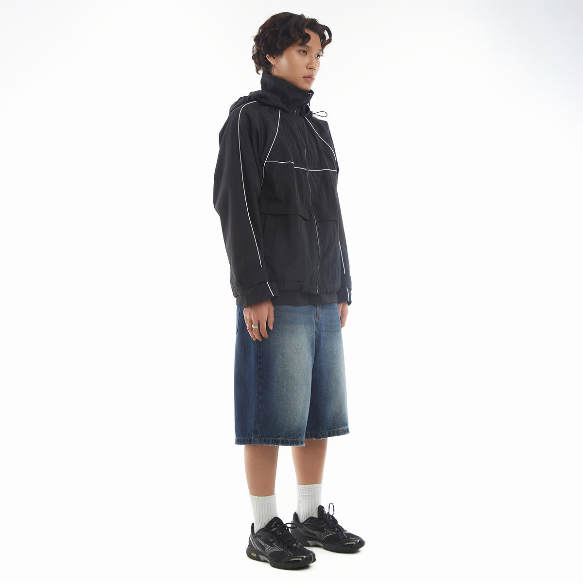 BASIC LINE WINDBREAKER JACKET/ BLACK