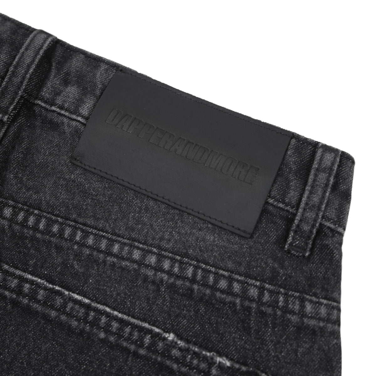WIDE- LEG GREY WASHED DENIM PANTS/ BLACK