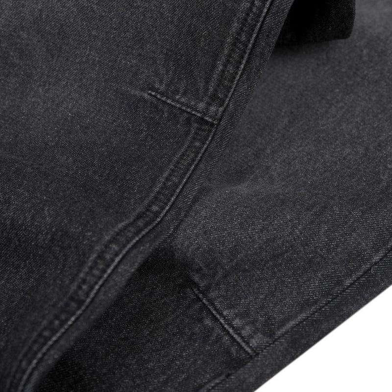 WIDE- LEG GREY WASHED DENIM PANTS/ BLACK