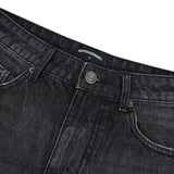 WIDE- LEG GREY WASHED DENIM PANTS/ BLACK