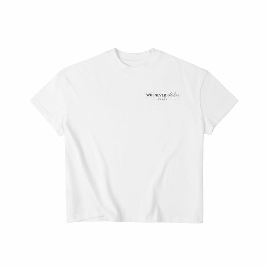 WHITE "WHENEVER" LOGO SS26 T-SHIRT