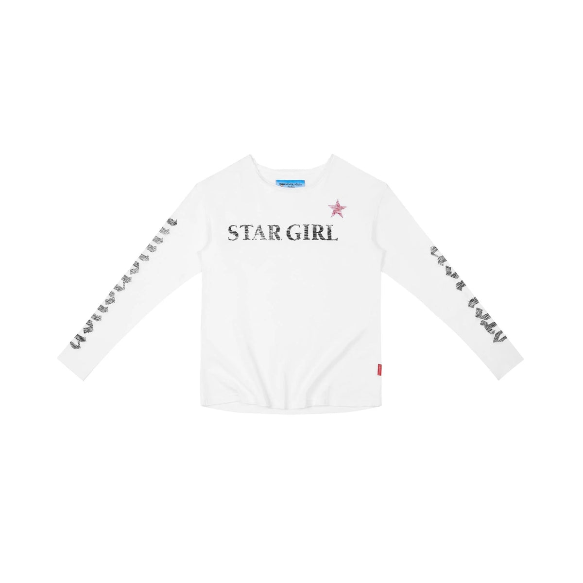 WHITE “WHENEVER” STAR GIRL LONG SLEEVE