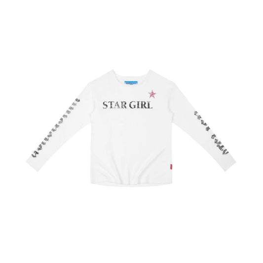 WHITE “WHENEVER” STAR GIRL LONG SLEEVE