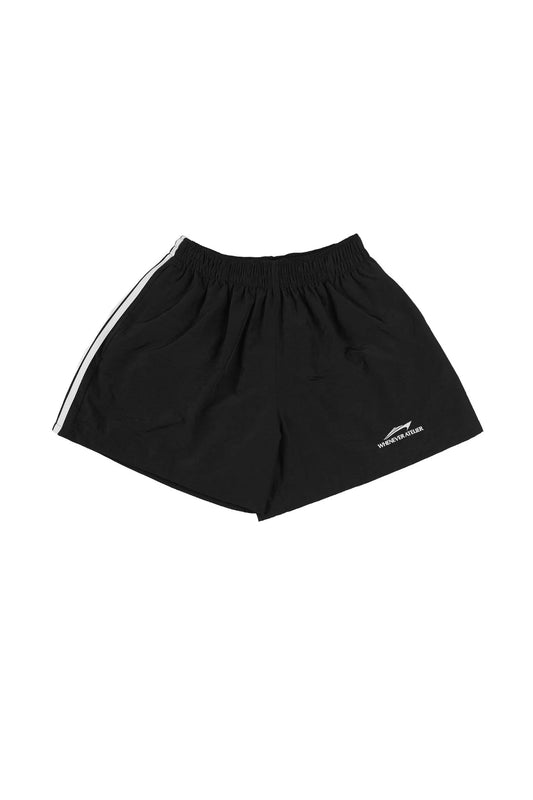 BLACK "WHENEVER" YATCH LOGO SHORTS