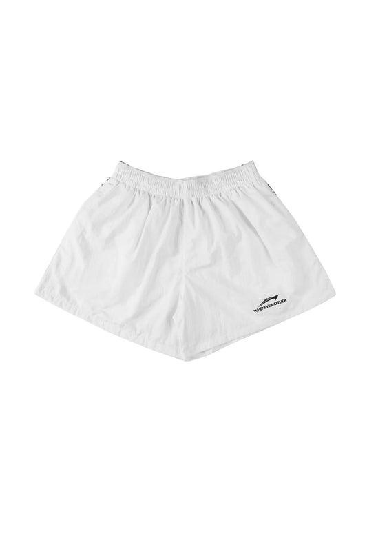 WHITE "WHENEVER" YATCH LOGO SHORTS
