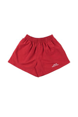 RED "WHENEVER" YATCH LOGO SHORTS
