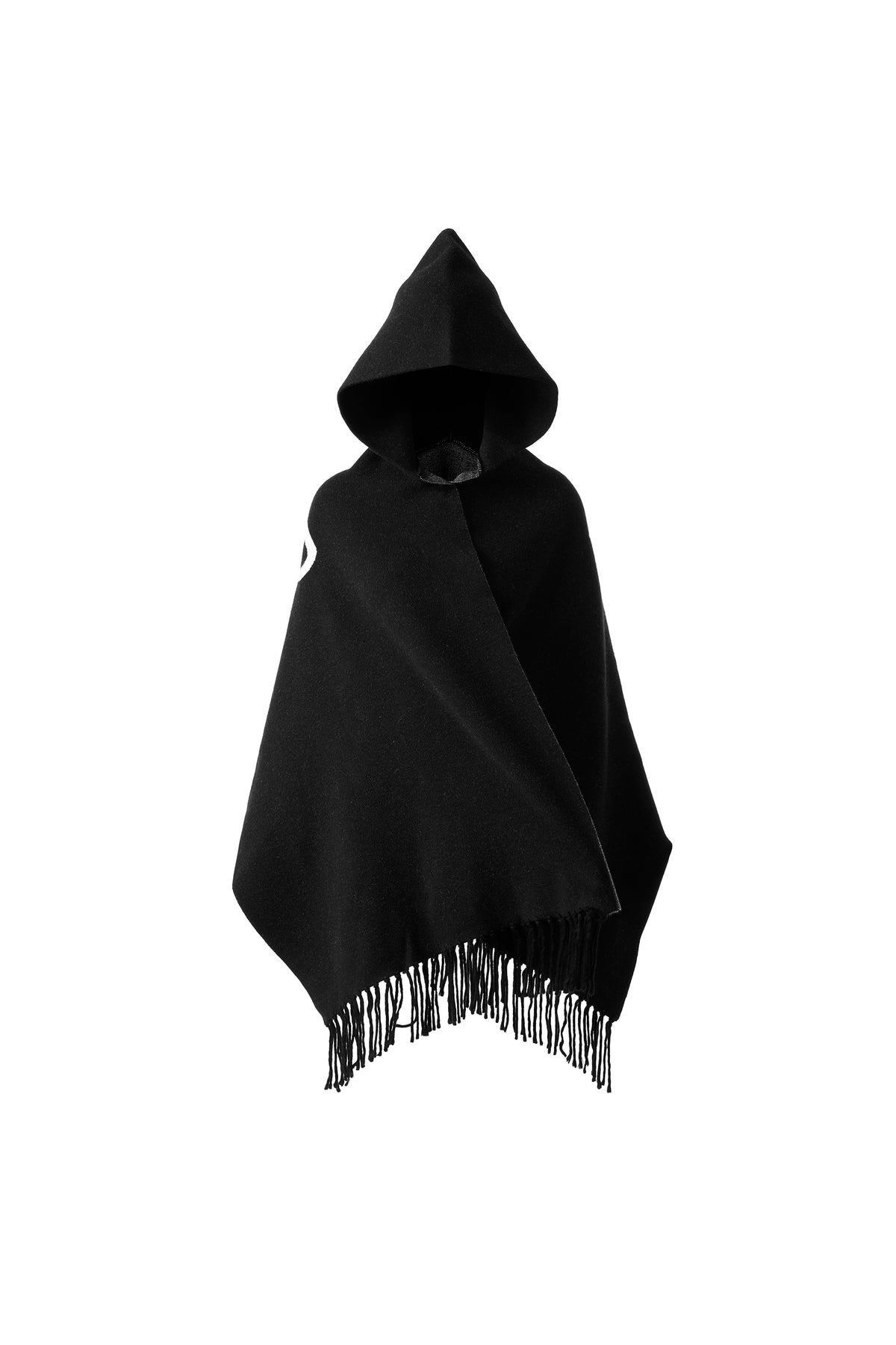 BLACK "WHENEVER" FRINGE HOOD SCARF