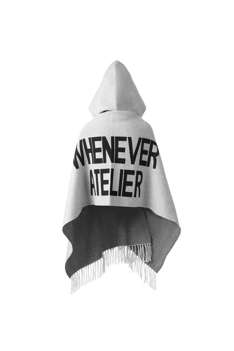 GREY "WHENEVER" FRINGE HOOD SCARF
